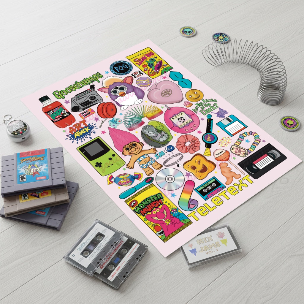 90s Nostalgia - A4 A3 Art Print – Socially Awkward Prints 90s Nostalgia - A4 A3 Art Print – Socially Awkward Prints