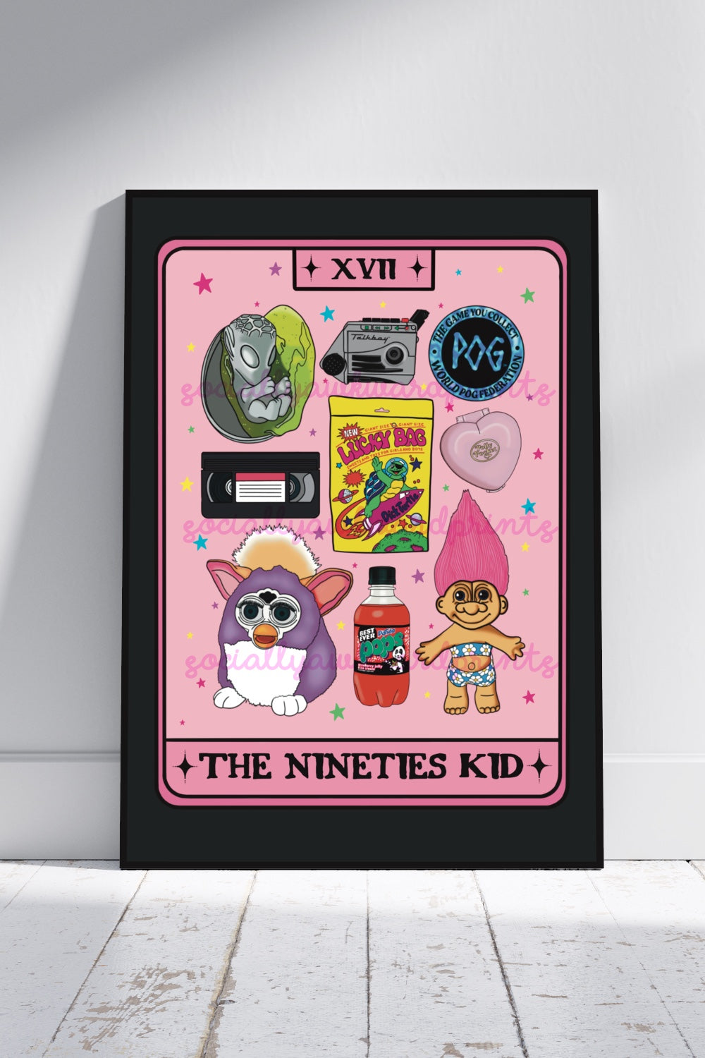 The Nineties Kid - 90s Nostalgia Tarot Card Art Print A4 A3