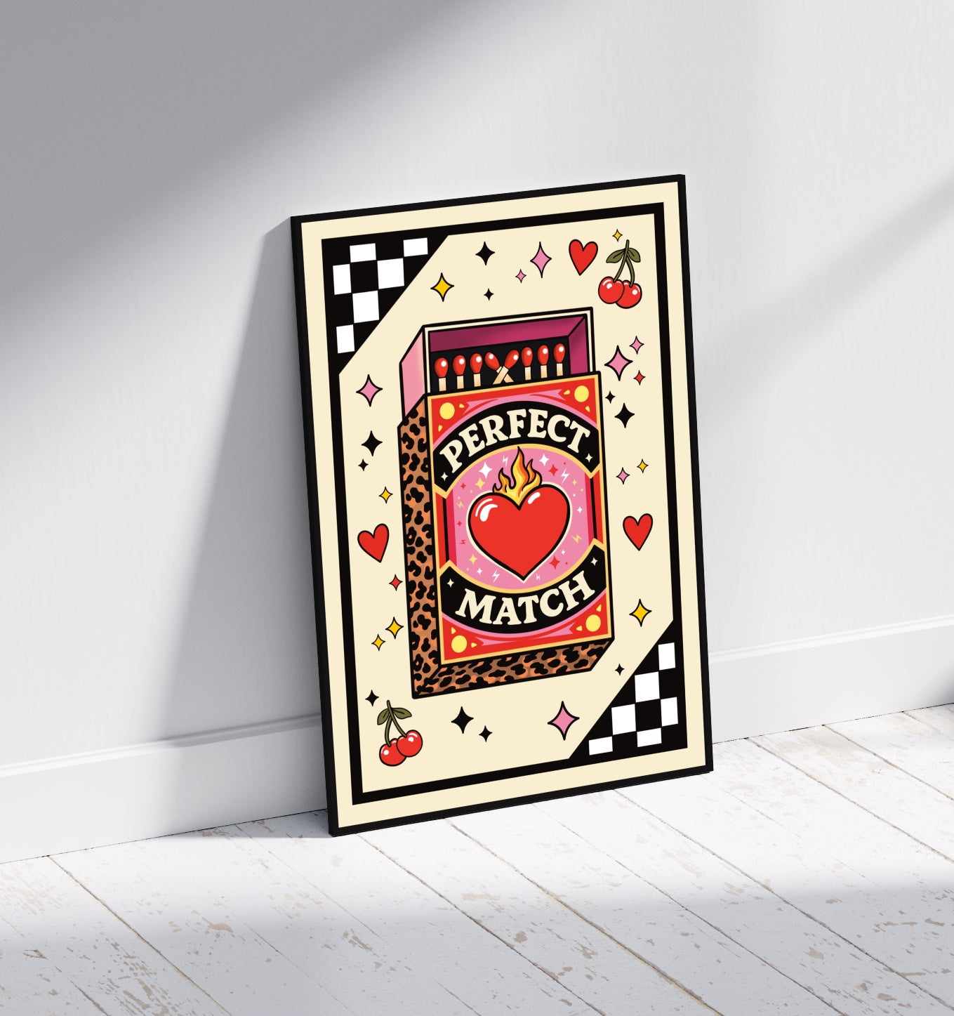 Perfect Match Art Print – Retro Love Matchbox Wall Art A4