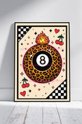 Leopard 8 ball Art Print – Retro Goth Alt Kitsch Wall Art A4 A3