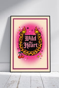 Wild At Heart Art Print - Leopard Horseshoe Goth Alt Wall Art A4