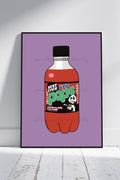 Strawberry Pop Bottle Art Print – 80s 90s Retro UK Drink Wall Art A4 A3