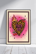 Fuck Off Leopard Heart Art Print – Bold Statement Wall Art A4 A3