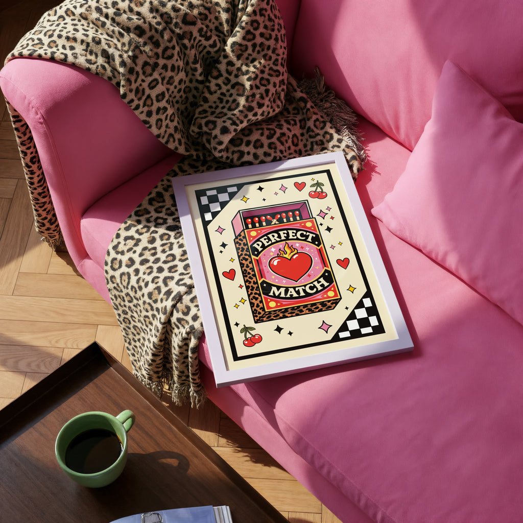 Perfect Match Art Print – Retro Goth Alt  Love Matchbox Wall Art A4 A3