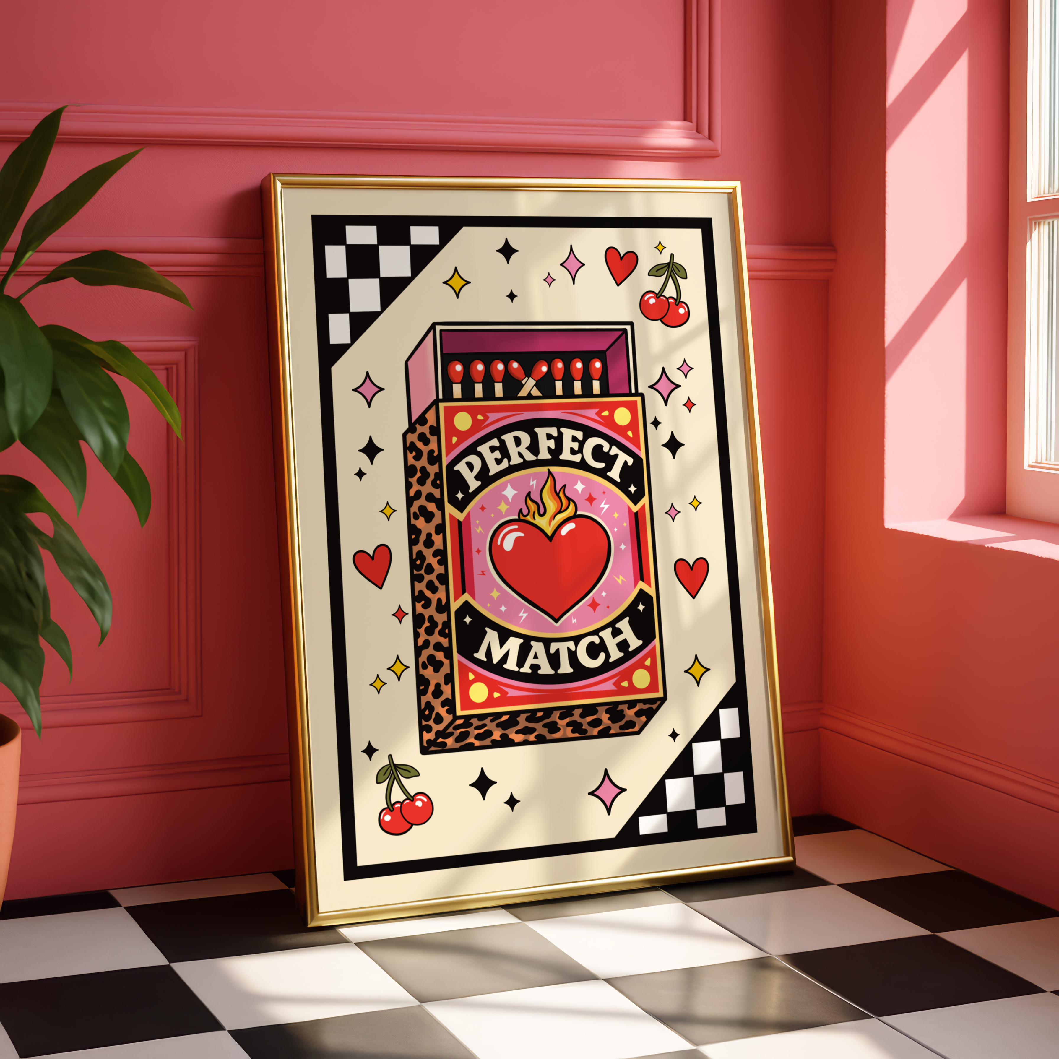 Perfect Match Art Print – Retro Goth Alt  Love Matchbox Wall Art A4 A3
