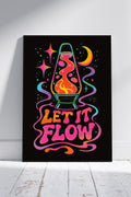 Let It Flow Lava Lamp Art Print – Colourful Trippy Retro Neon Statement Wall Art A4 A3