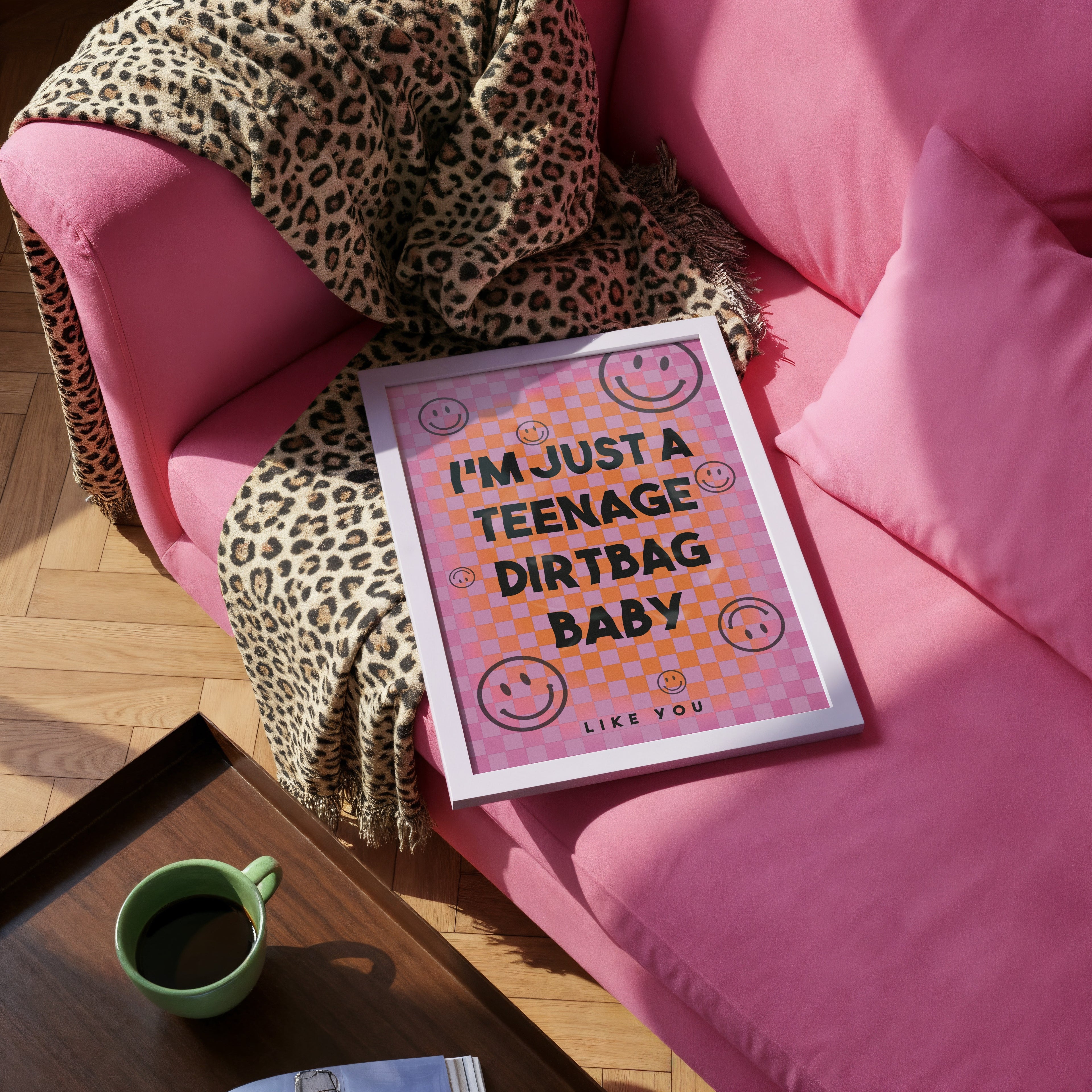 Teenage Dirtbag Print – Emo Punk Quote Wall Art Checkerboard Poster A4 A3