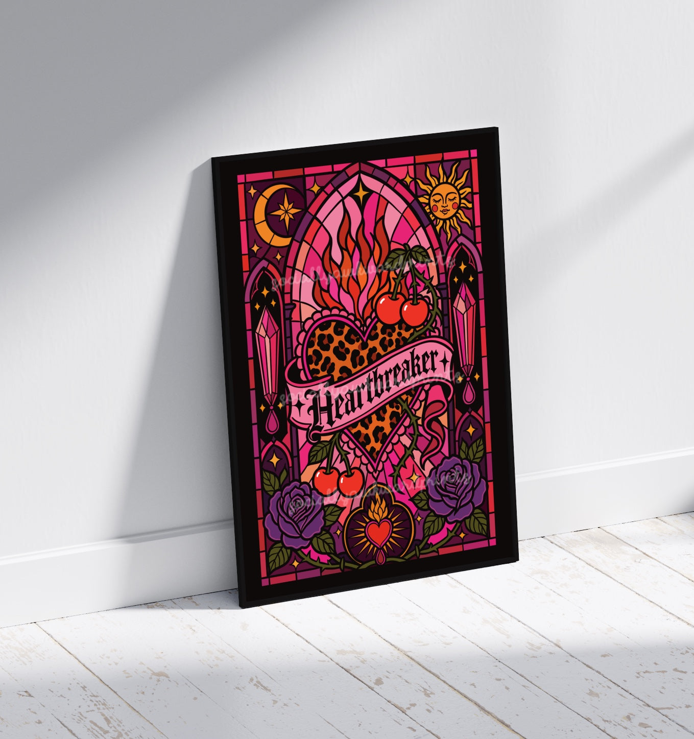 Heartbreaker Art Print – Gothic Leopard Heart Wall Art A4 A3