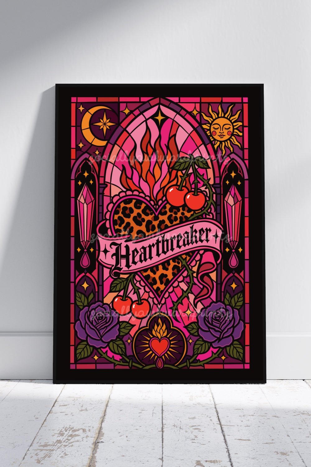 Heartbreaker Art Print – Gothic Leopard Heart Wall Art A4 A3