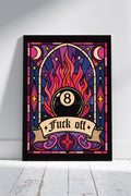 Fuck Off 8 Ball Art Print – Gothic Stained Glass Wall Art A4 A3