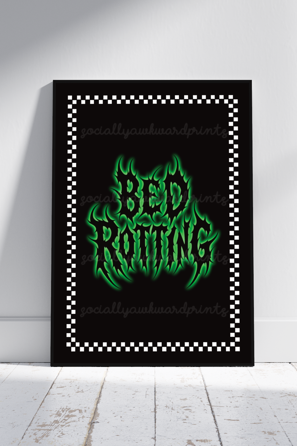 Bed Rotting Art Print Gothic Flame Typography Wall Art | Emo Bedroom Decor | A4 A3