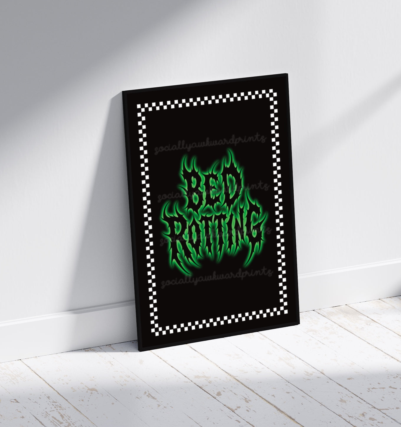 Bed Rotting Art Print Gothic Flame Typography Wall Art | Emo Bedroom Decor | A4 A3