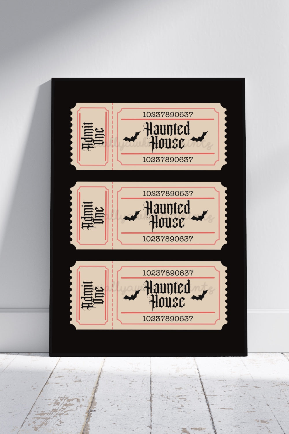 Haunted House Ticket Art Print – Vintage Halloween Wall Art | Spooky Gothic Decor | A4 A3