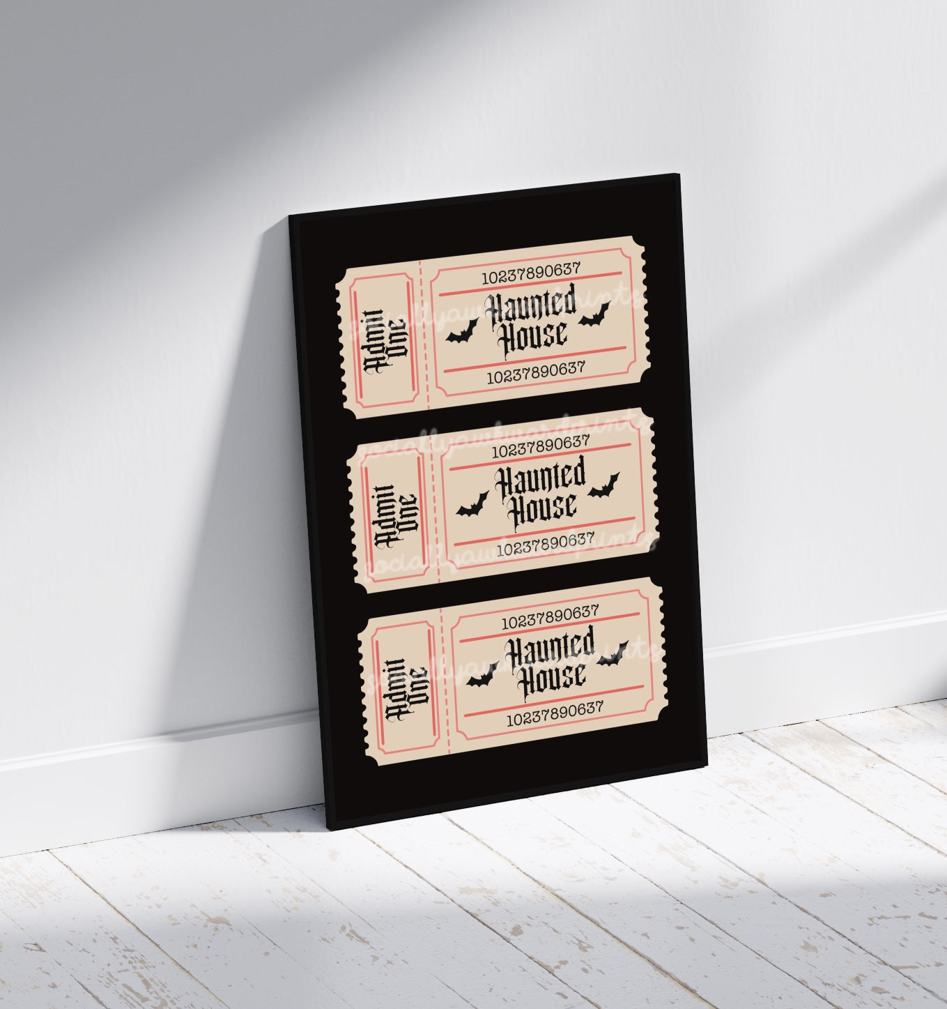 Haunted House Ticket Art Print – Vintage Halloween Wall Art | Spooky Gothic Decor | A4 A3