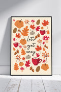 Let’s Get Cosy Autumn Art Print – Pumpkin & Coffee Fall Wall Art | Cosy Autumn Decor | A4 A3