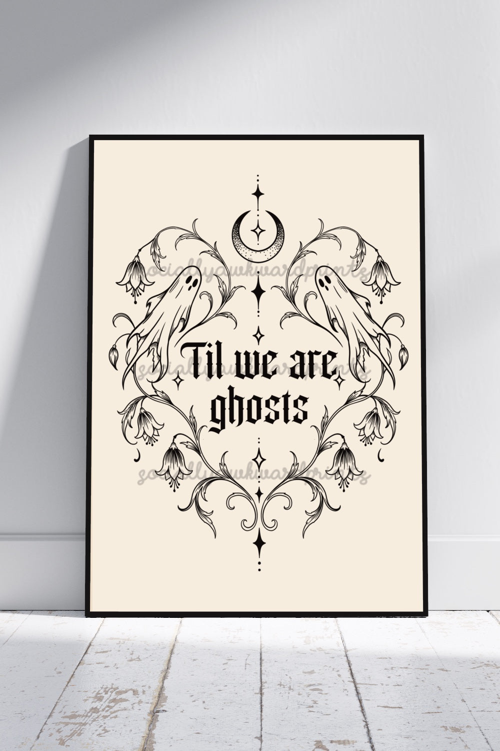 Til We Are Ghosts Art Print – Gothic Ghost & Moon Wall Art | Dark Romantic Alternative Decor | A4 A3
