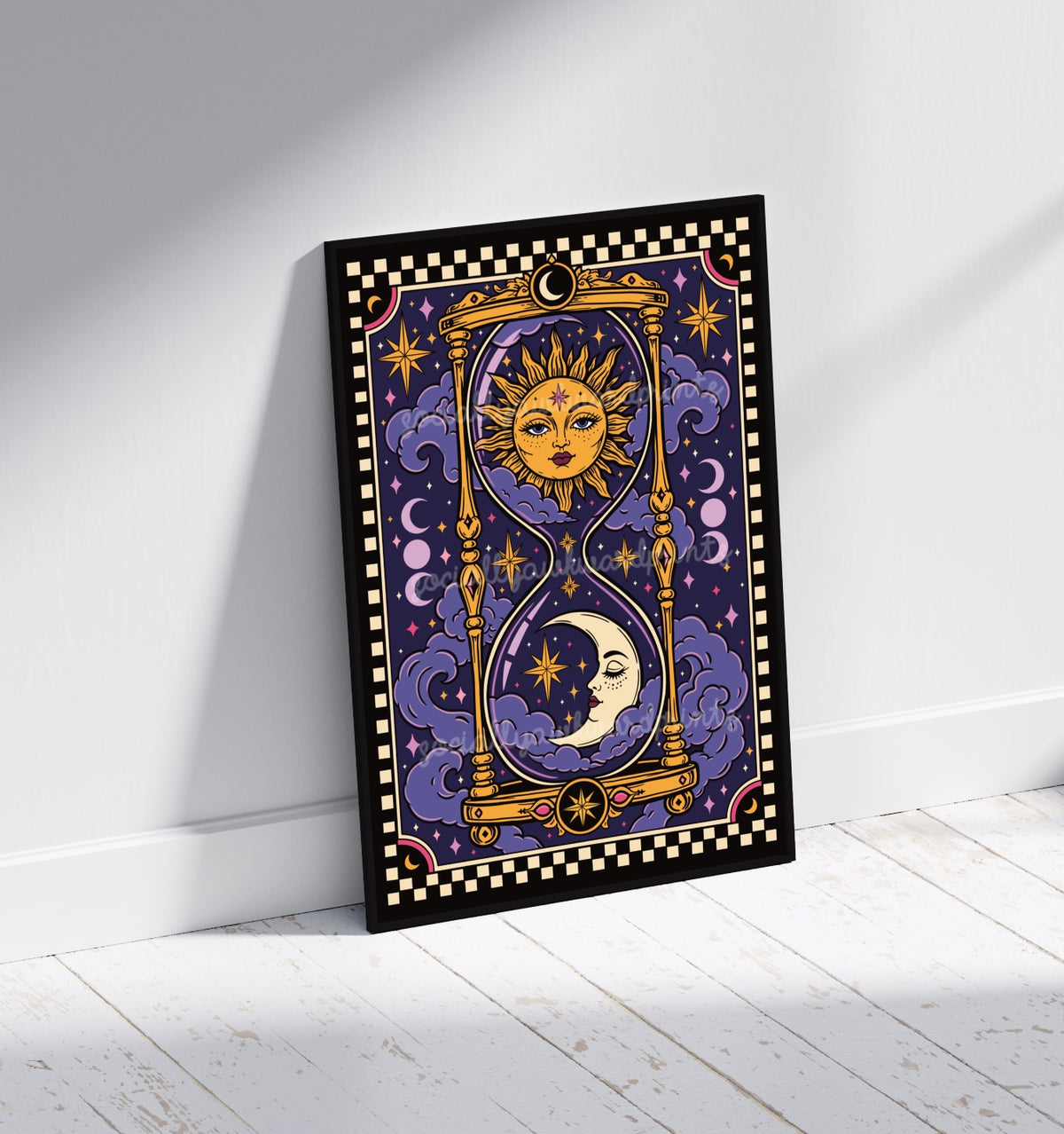 Sun and Moon Hourglass Art Print – Celestial Astrology Wall Art | Colourful Alternative Witchy Decor | A4 A3
